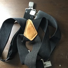 Nicholas No 115 Suspenders Black Made in USA Leather Back Heavy Duty