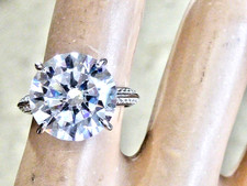 NEW STERLING SILVER DESIGNER 5 CARAT TW CZ SIZE 5 ENGAGEMENT RING 5 CT CENTER CZ