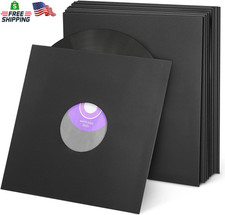 Facmogu 20PCS 10In Black Paper Plastic Poly-Lined Record Inner Sleeves, 110Gsm