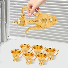 Turkish Tea Set Vintage Coffee Set W/ Pot +6 Cups for Wedding Tea Serving Set