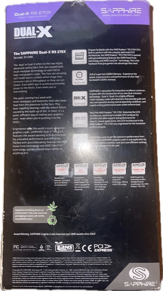 SAPPHIRE DUAL-X R9 270X 2GB GRAPHICS CARD - Image 2 of 4