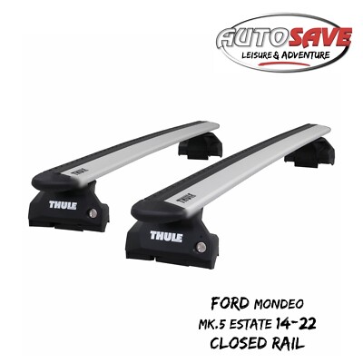 Thule WingBar Evo Silver Roof Bars fit Ford Mondeo Mk.5 Estate 14-22 Closed Rail