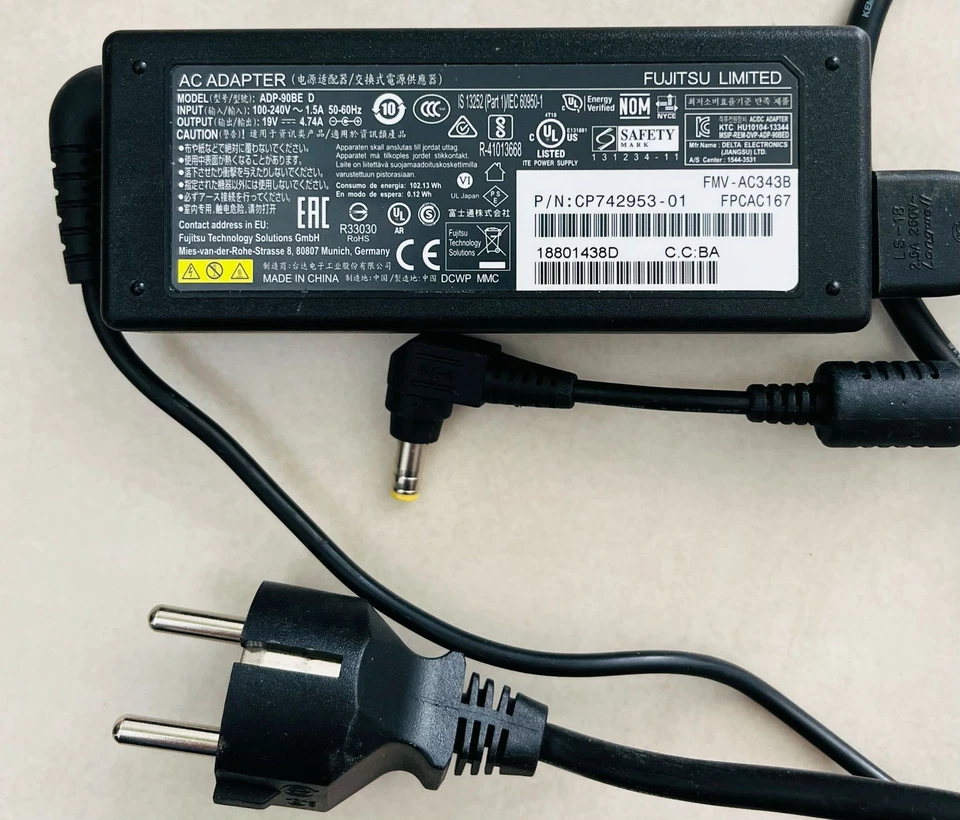 Fujitsu Netzteil Kabel Ladekabel ADP-90BE D Gebraucht - Bild 4 von 4
