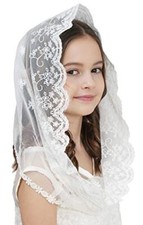Flowergirl Lace Veil Floret Edge Headband First Communion Veil Girls Lace Hea...