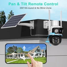 WiFi Solar PTZ Security Camera 4MP 2-Way Audio Dual Lens Wireless Surveillance