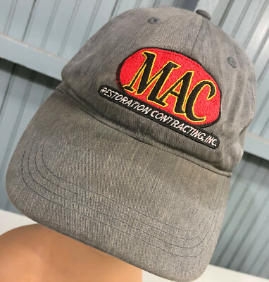 MAC Restoration Contracting Beat Up Discolored Strapback Baseball Cap Hat