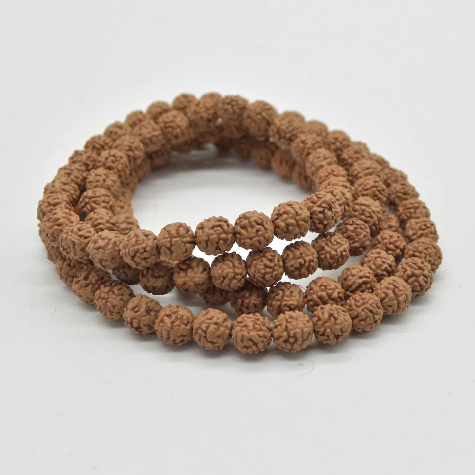 Rudraksha Rondelle Barrel Wood Beads - 108 Mala Prayer Beads 7mm 8mm 9mm 11mm - Image 2 of 4