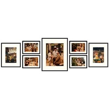 Set of 7 Aluminum Metal Picture Frames Collection with Ivory Mat Real Glass