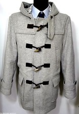 AQUASCUTUM Hooded Duffle Coat Jacket LIGHT GREY Made UK sz 46 BNWT 