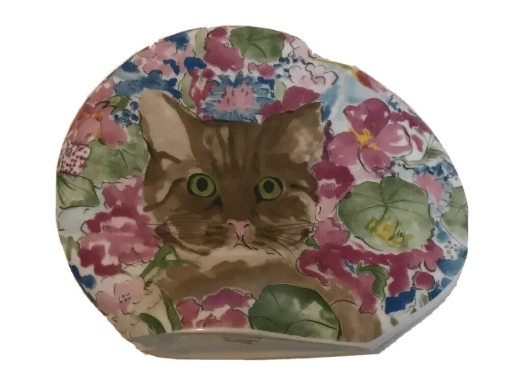 Vintage Cat MINOU-ETTES Pradalie Fine Porcelain Vase 1985 Coeur