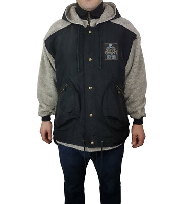 Uncle Sam Vintage (80er-90er) Quarter Zip Fleece/Jacke, Gr: L, grau-schwarz