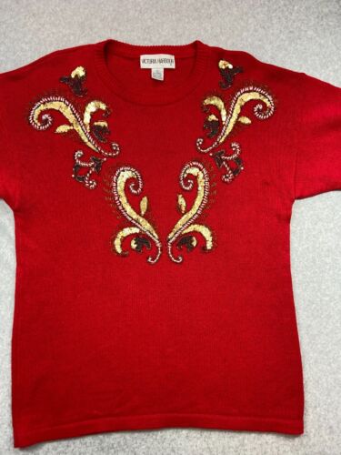 Victoria Harbour Sweater Womens Large Red Casual Work Holliday Cozy Soft Comfy
