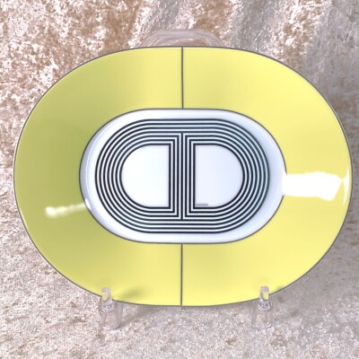 Hermes Paris Rallye 24 Oval Small Plate Yellow Porcelain Tableware