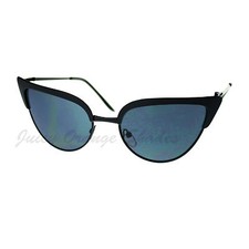 Bolded Top Cat Eye Metal Frame Sunglasses Women's Fashion Black