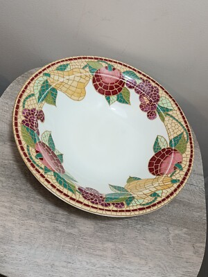 Pier 1 Imports Mosaik Obst 11 3/4 Zoll Servier-Gemüseschale, Italien sehr guter Zustand 