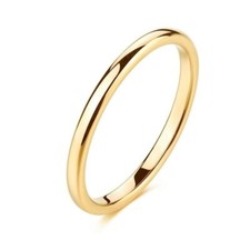 2mm Thin Tungsten Band Ring for Women Gold Si...