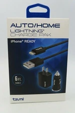 Tzumi 3670HD Micro Auto Home ChargePak Travel Car Charging Kit 1 Amp 6 ft.