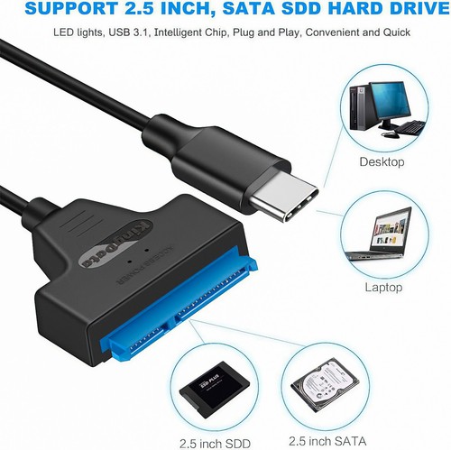 Disque dur USB 3.0 à 2,5 SATA 3 22 broches câble adaptateur convertisseur UASP pour disque dur SSD - Photo 15/32