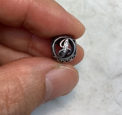 Vintage PANDORA Sterling Silver CZ Letter J Initial Charm