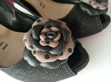 Leder Schuhclips, 2er Set, Lederrosen. Handarbeit