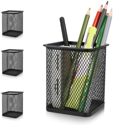 4er Set Metallgitter Stifthalter Schreibtisch Ordnung Töpfe, Home Office Schreibwaren Organizer