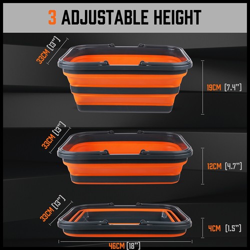 Adjustable Collapsible Sink 16L Large Portable Basket Wash Basin Outdoor Camping - Picture 3 of 9
