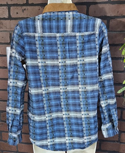 Camisa a Cuadros de Franela AZUL Clase Artística para Niños Talla L 12-14 Acentos de Gamuza Occidental Usada en Excelente Condición - Imagen 6 de 11