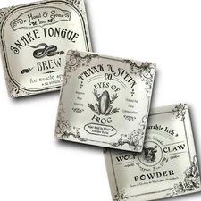 Set of 3 HALLOWEEN PLATES Decorative 222 Fifth Hallow Apothecary Frog Snake Wolf