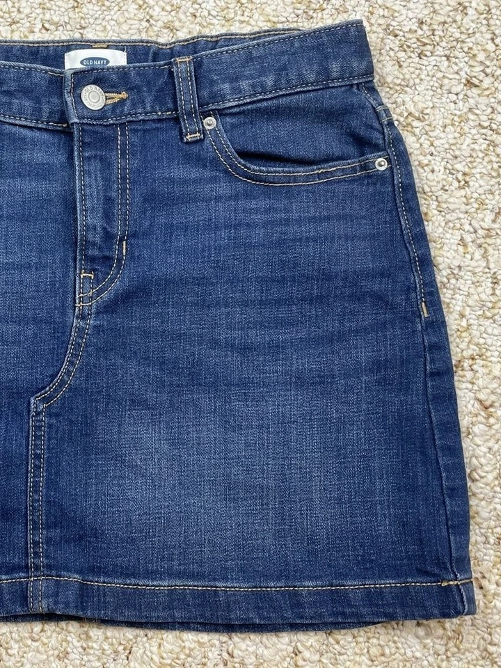 Falda vaquera azul marino antigua para niñas talla 16 (cintura 28") Foto 3 de 4