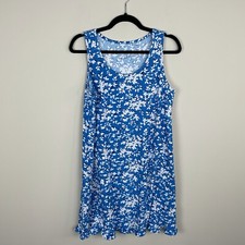 Draper James Ruffle Nightie In Blue Shadow Floral Size S/M