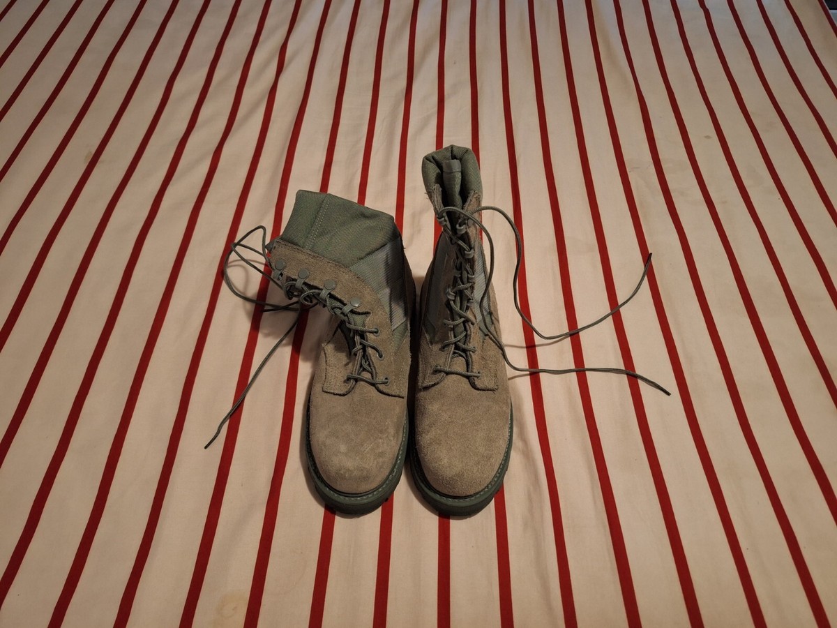 Air Force UFCW Hot Weather Men Green Steel Toe Boots Size 1/2 R Used