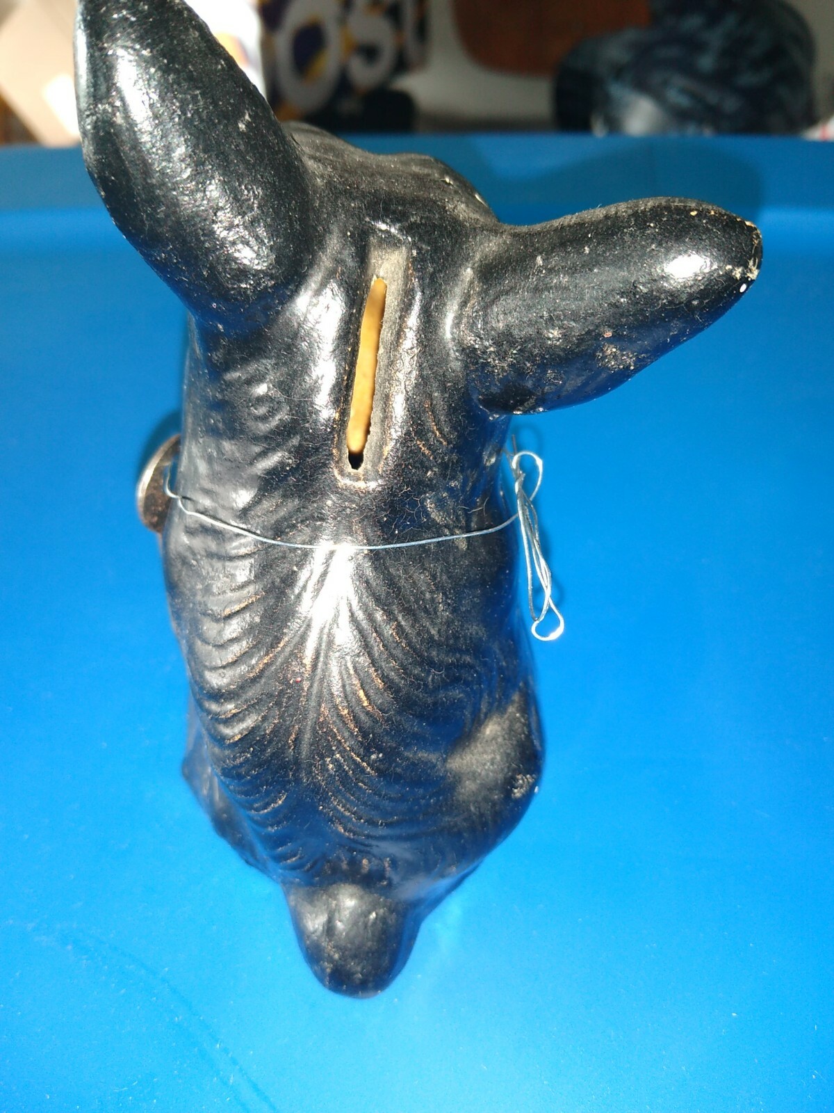 German Putz Black Scottie Dog Paper Mache bank with key eBay