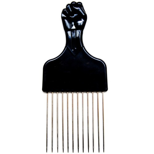 Afro Pick Comb 6.75" Black Fist Metal Lift Hair Detangle US Seller 1-2 Pack - Picture 6 of 7