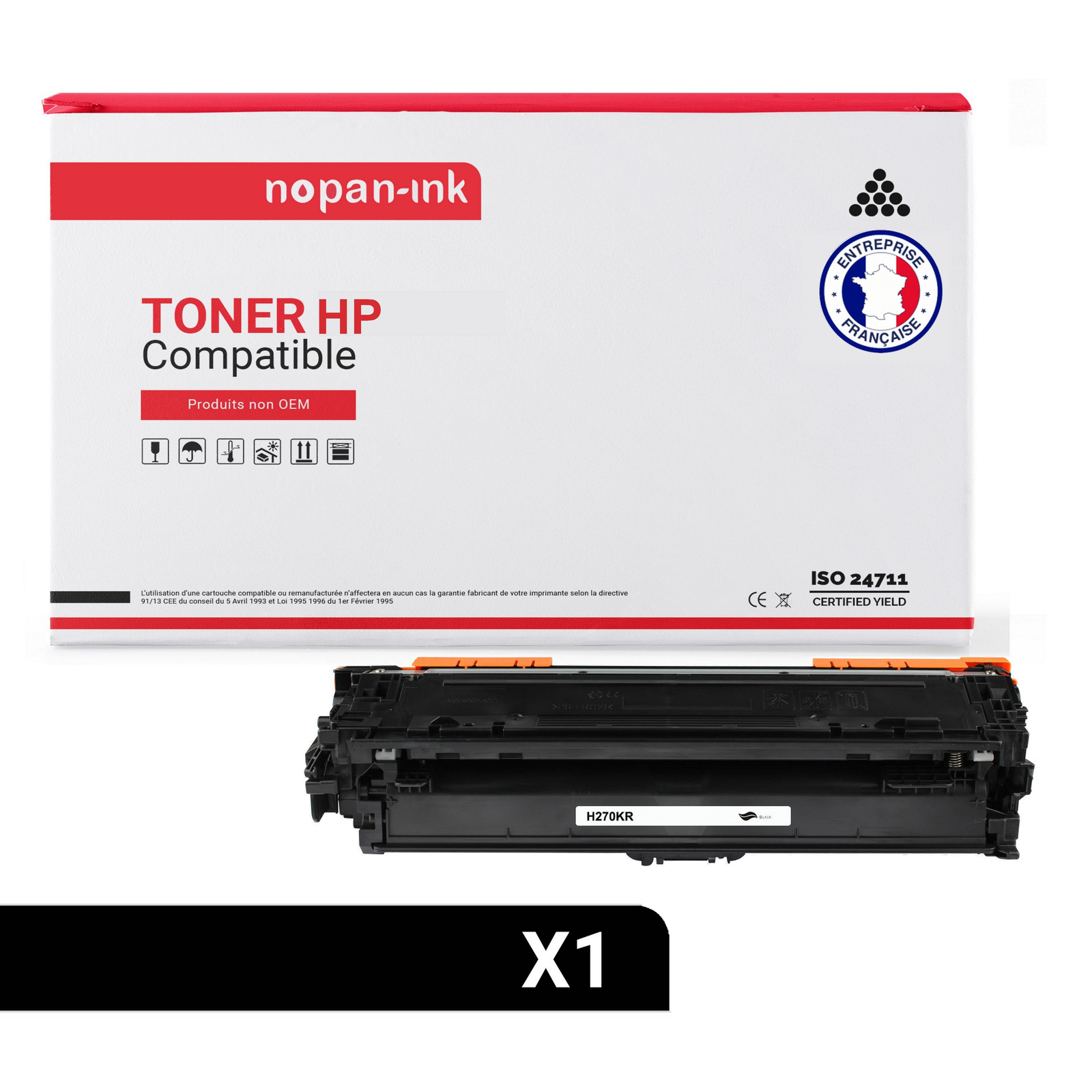 Toner compatible CE270A 650A noir haute capacite pour des textes d une grande nettete