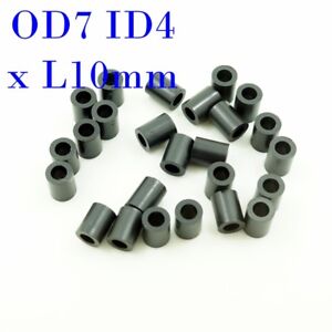 25 pcs OD7 x ID3.2 x L10mm Plastic Spacer Round Standoff ABS Black 100 1000 M3