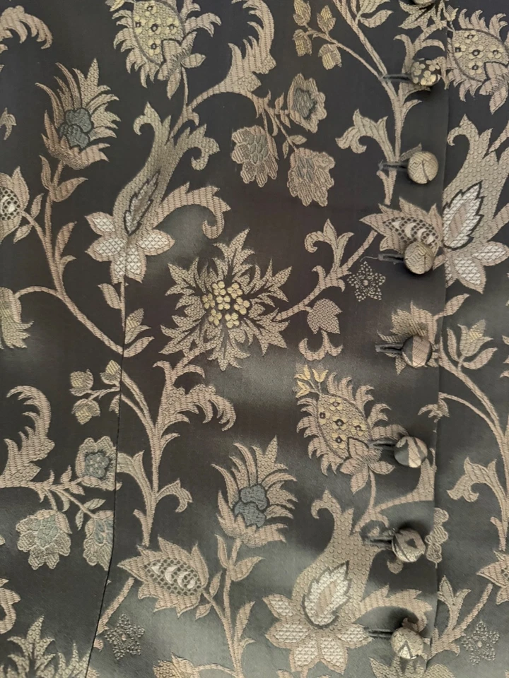 复古 Emanuel Ungaro 100% 真丝背心女式 10US 44EU 银色灰色蓝色 — 第 3/4 张图片