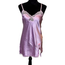 Victoria's Secret Lilac Satin Lace Trim Slip Dress Mini Nightgown Small S/P