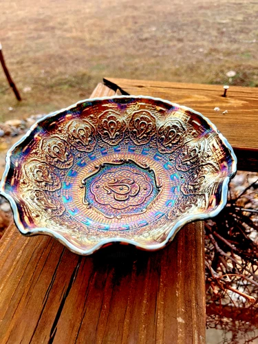 Fenton Amethyst Persian Medallion Carnival 7 3/4” Flouted Glass Bowl - Vintage