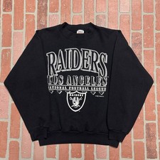 VTG 1992 LOS ANGELES RAIDERS BLACK CREWNECK SWEATSHIRT SZ L NFL SILVER FOOTBALL