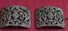 Antique Large Marcasite Steel Cut Shoe Buckles  Made in France with Markings