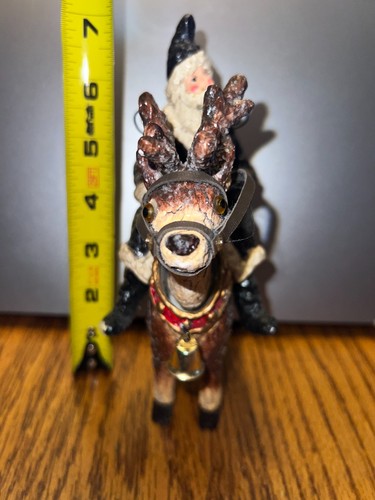 Christmas Santa Claus Reindeer Bobblehead Nodder Crackle Glitter *Repaired Leg* - Picture 2 of 11