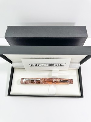 Mabie Todd Swan Stratus Brown Swirl Fountain Pen Fine Nib Limited Edition NEW