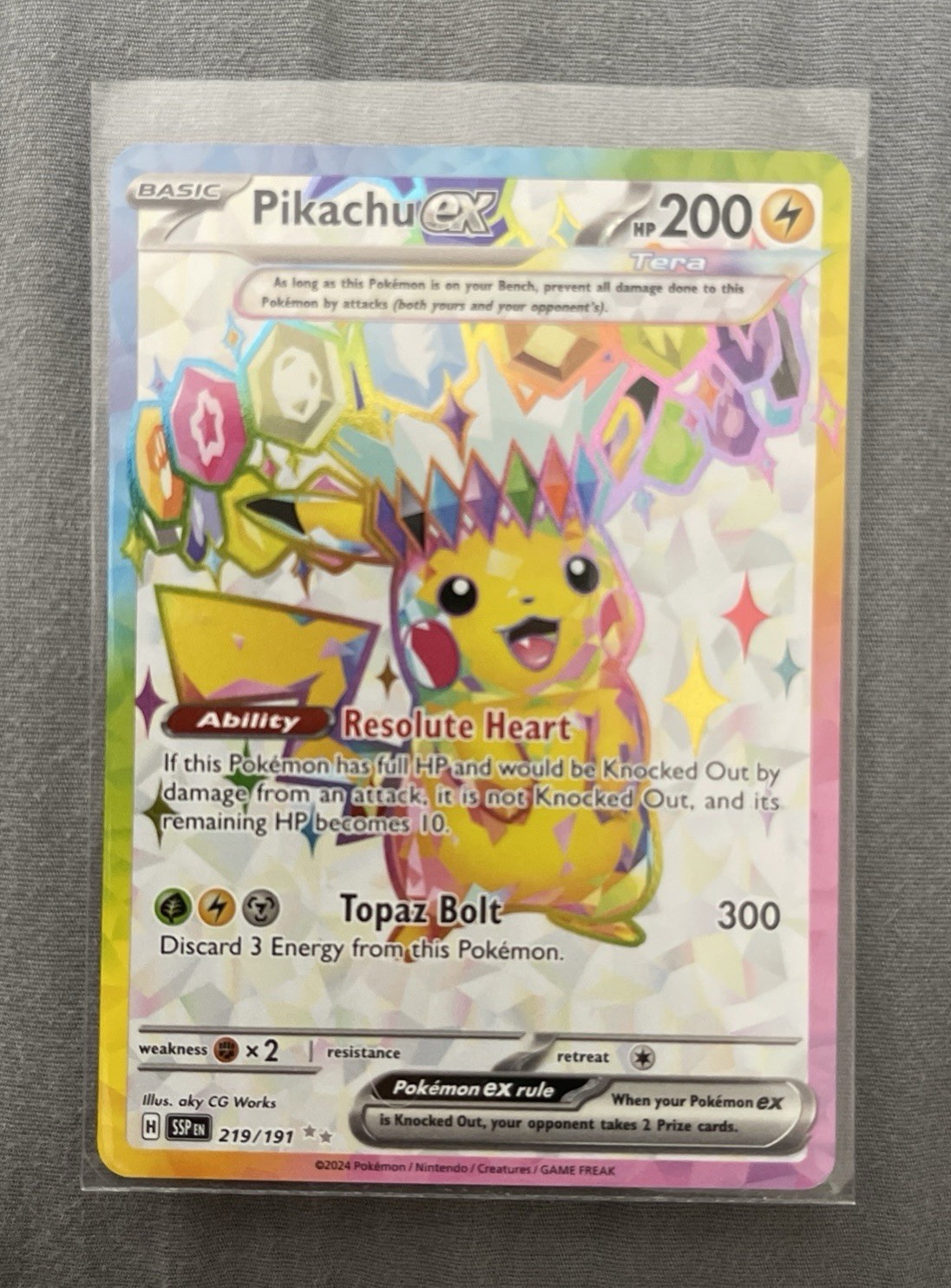Pokemon TCG Pikachu ex 219/191 Sv08: Surging Sparks Holo MINT