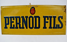 ANCIENNE TOLE PUBLICITAIRE PERNOD FILS ETS PERNOD G DE ANDREIS PASTIS ANIS 1950