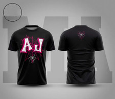Aj lee pink initials t shirt, wrestling fan graphic tee shirt