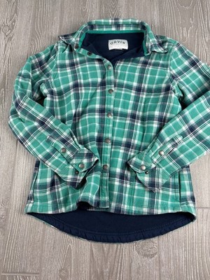 Orvis Thick Plaid Snap Up Shirt Size Small Womens Long Sleeve