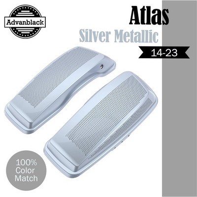 Atlas Silver Metallic Dual 6x9 Speaker Lids For Harley Street Road Glide 14-23