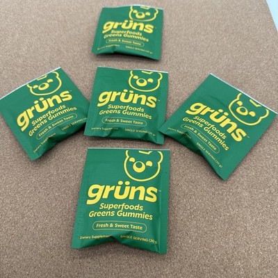 Gruns Adults Super Greens Gummies Multivitamin Superfood Gummy Bears 5 Packs