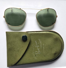 Vintage Ray-Ban Clip-On Sunglasses Gray-Green Smoke Shades w/Case Bausch Lomb