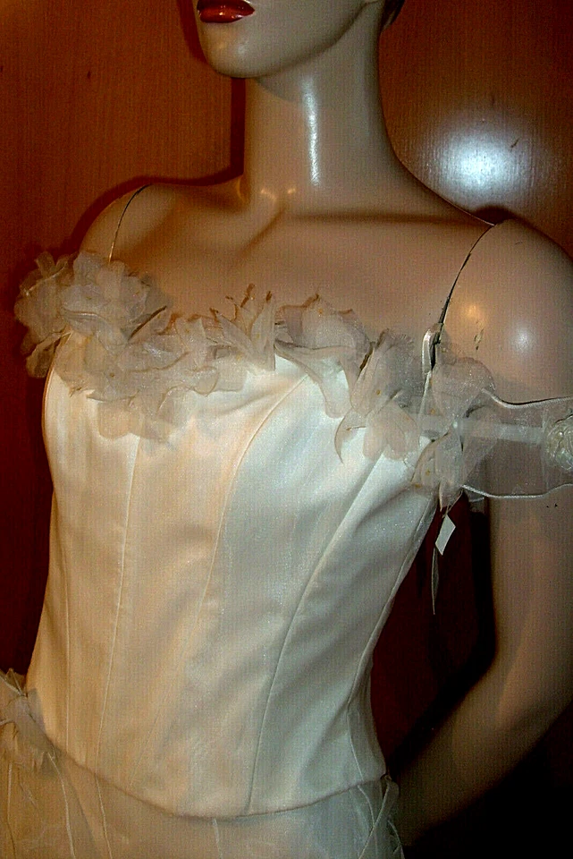 CHIFFON BRAUTKLEID A. MARIAGE NEU! FEDERLEICHT LOOK IN GR. 38! + SCHLEIER! - Bild 3 von 4